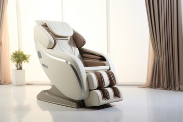massage chair during the daytime, exquisite modern living room, commercial product shooting