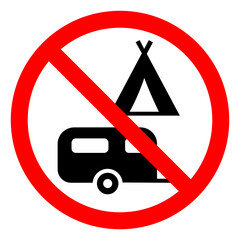 No Camping Symbol Sign ,Vector Illustration, Isolate On White Background Label. EPS10