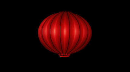 Obraz premium A solitary red lantern stands out against a pitch-black background, symbolizing celebration and culture.