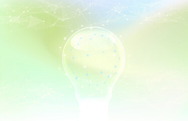 Eco friendly,  environment creative concepts light bulb with futuristic technology network on environmental green background