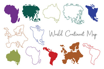 Modern Hand Drawn World Continent Map