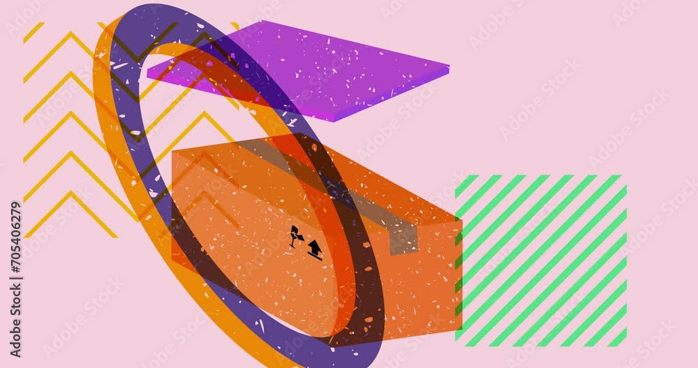 Aufkleber risograph cardboard box with geometric shapes animation. moving object in trendy riso graph design v