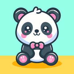 Cute panda illustration, with flat vector concept