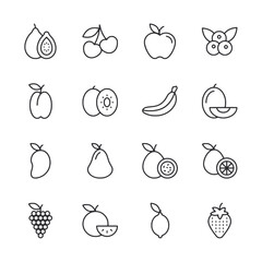 Set of fruit icon for web app simple line design - obrazy, fototapety, plakaty