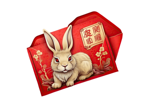 Lucky Money Envelope Chinese New Year on isolated transparent background