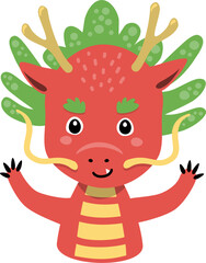 Cute Dragon Chinese New Year Ornament Vector