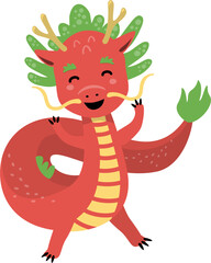 Cute Dragon Chinese New Year Ornament Vector