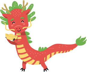 Cute Dragon Chinese New Year Ornament Vector