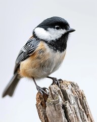 Fototapeta premium the Black-capped Chickadee on old wood AI Generative
