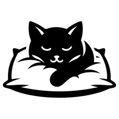 A Cat Sleeping with pillow vector silhouette, white background
