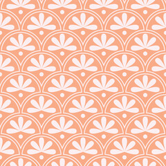 Seamless colorful art deco vintage floral scales pattern vector - 705408835