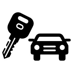 Car Key Icon vector art illustration, black color icon