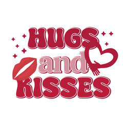 Valentines Retro Sublimation T shirt, Hugs and Kisses