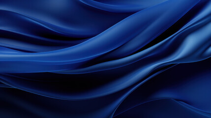 Obraz premium Sumptuous blue satin fabric with flowing, graceful folds, conveying a serene and elegant textile elegance.