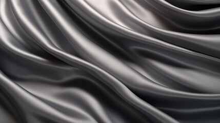 Sleek and sophisticated black satin fabric with undulating waves, perfect for a luxurious and modern design background.