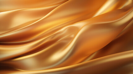 Fototapeta premium Luxurious golden satin fabric with rich folds, creating a perfect backdrop for opulent and high-end designs.