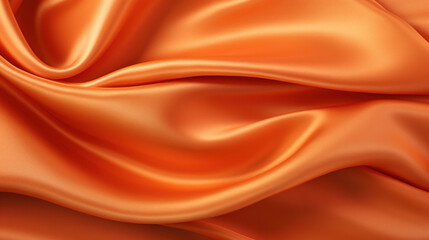 Fototapeta premium Vibrant orange silk fabric with dynamic fluid waves and luxurious texture, suggestive of elegance and movement.
