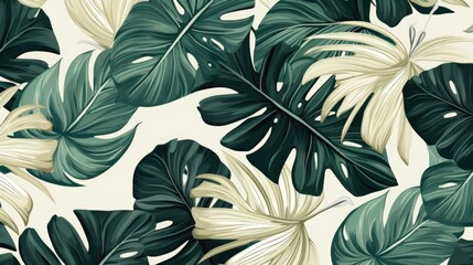 Wallpaper made of palm leaves tropical leaves pattern illustration