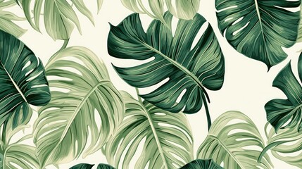 Wallpaper made of palm leaves tropical leaves pattern illustration