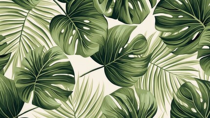 Wallpaper made of palm leaves tropical leaves pattern illustration