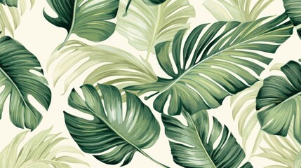 Fototapeta na wymiar Wallpaper made of palm leaves tropical leaves pattern illustration