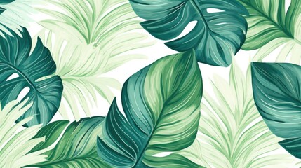 Wallpaper made of palm leaves tropical leaves pattern illustration