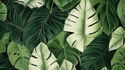 Wallpaper made of palm leaves tropical leaves pattern illustration