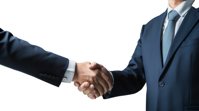 Business handshake isolated on transparent background