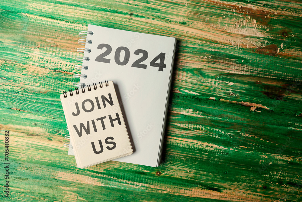 Poster notebook with 2024 join with us text