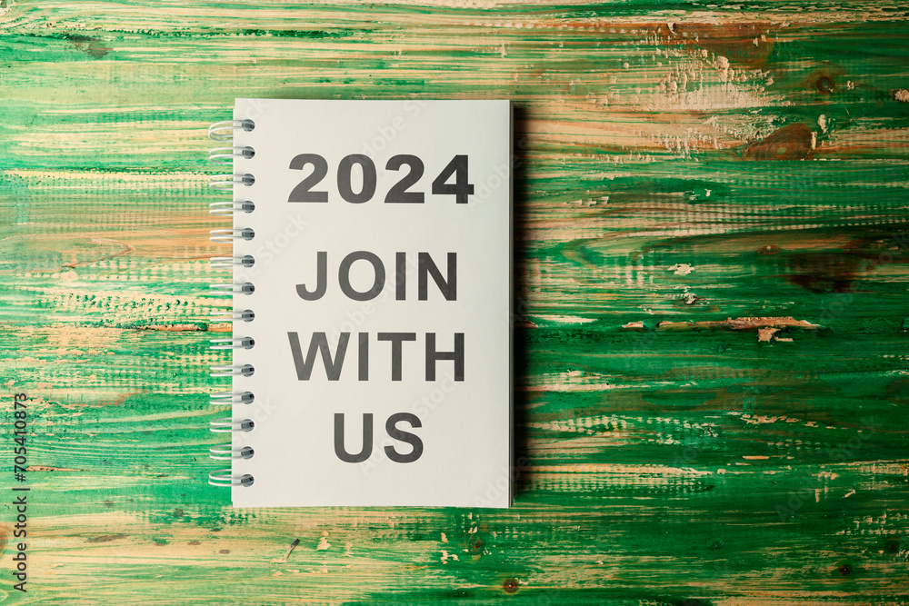 Poster notebook with 2024 join with us text