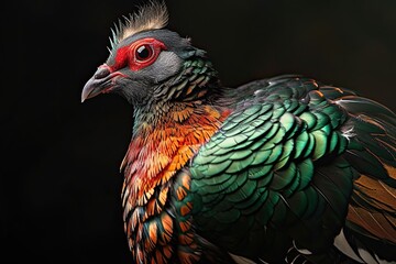 Fototapeta premium Portrait Green-Naped Pheasant Pigeon AI Generative
