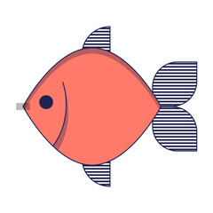 Poisson d'avril. French April Fool's Day sticker fish. Flat style. Vector illustration.