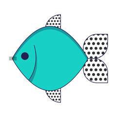 Poisson d'avril. French April Fool's Day sticker fish. Flat style. Vector illustration.