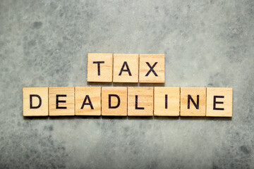 Wooden cubes with TAX DEADLINE letters