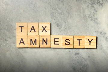 Wooden cubes with TAX AMNESTY letters