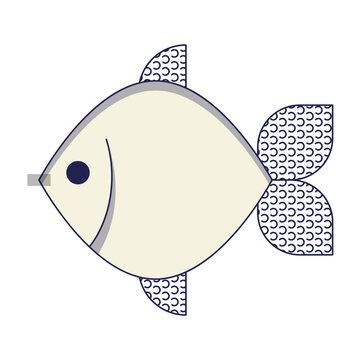 Poisson d'avril. French April Fool's Day sticker fish. Flat style. Vector illustration.