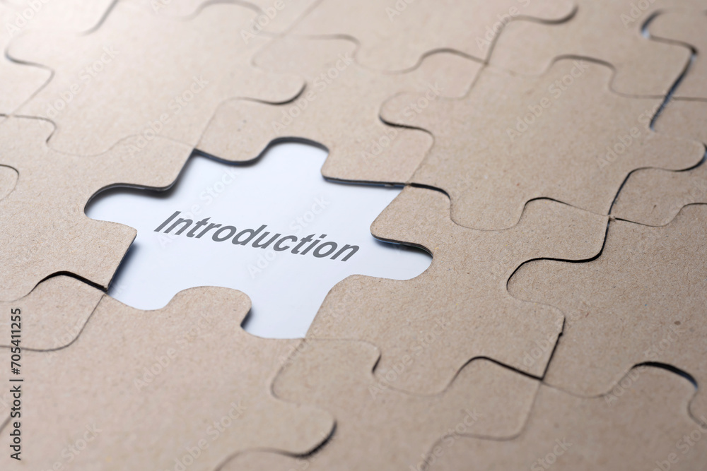 Poster piece of missing jigsaw puzzle with introduction text
