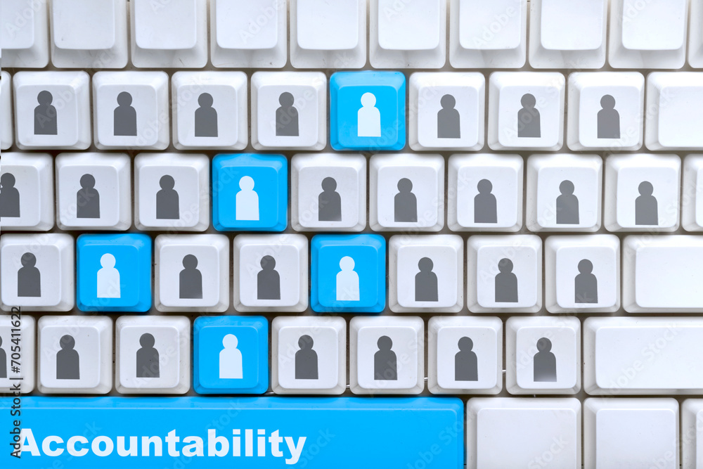 Poster words of accountability on the computer keyboard button