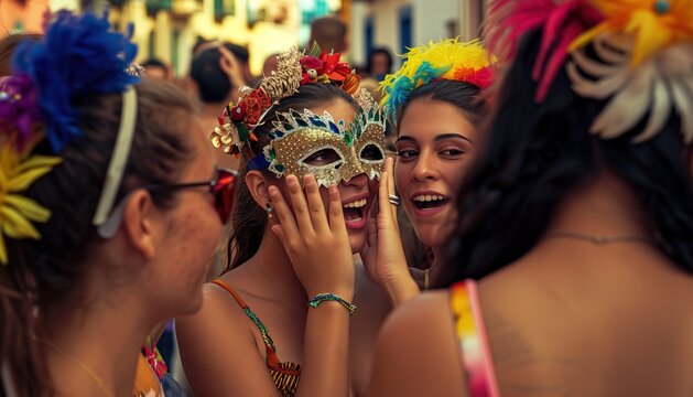 People having fun at carnival. Carnival, revelry. Fun, joy, moments of relaxation and revelry.