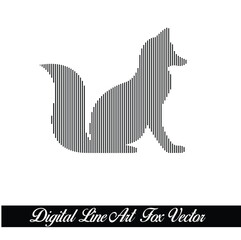 Digital Line Art Fox Vector Design Creative Concept