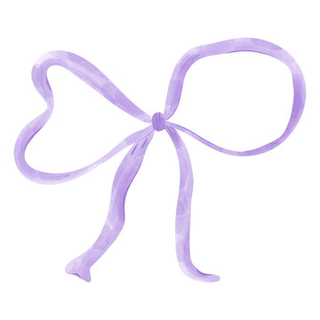 Purple bow watercolor