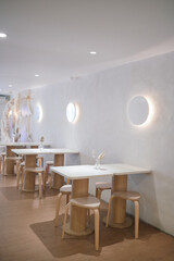 cafe or restaurant decoration for valentine and ramadan season in white theme 