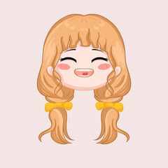 cute chibi head character kawaii girl cartoon illustration