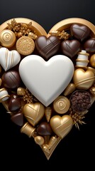 chocolate heart set in a shaped heart on white background ,Chocolate day, Valentines Day, Valentines week 