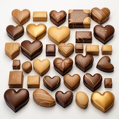 Fototapeta premium chocolate heart set in a shaped heart on white background ,Chocolate day, Valentines Day, Valentines week 
