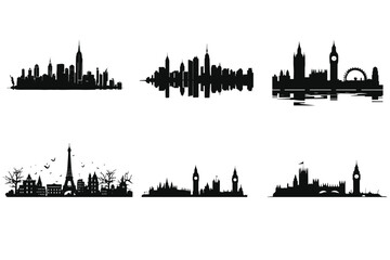 A London city black silhouette vector - obrazy, fototapety, plakaty
