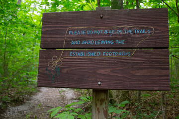 Do not bike on the trails sign