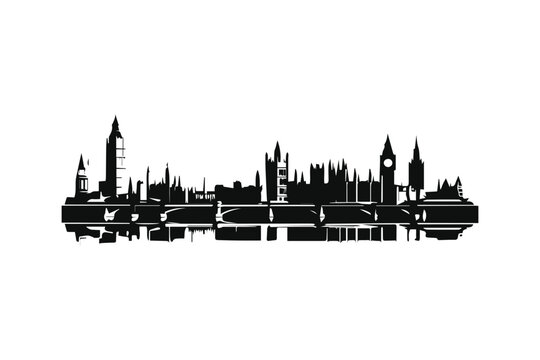 A London city black silhouette vector
