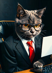 cat with laptop