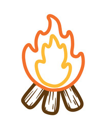 Campfire Drawing Line Icon Doodle Cartoon Bonfire Vector Illustration